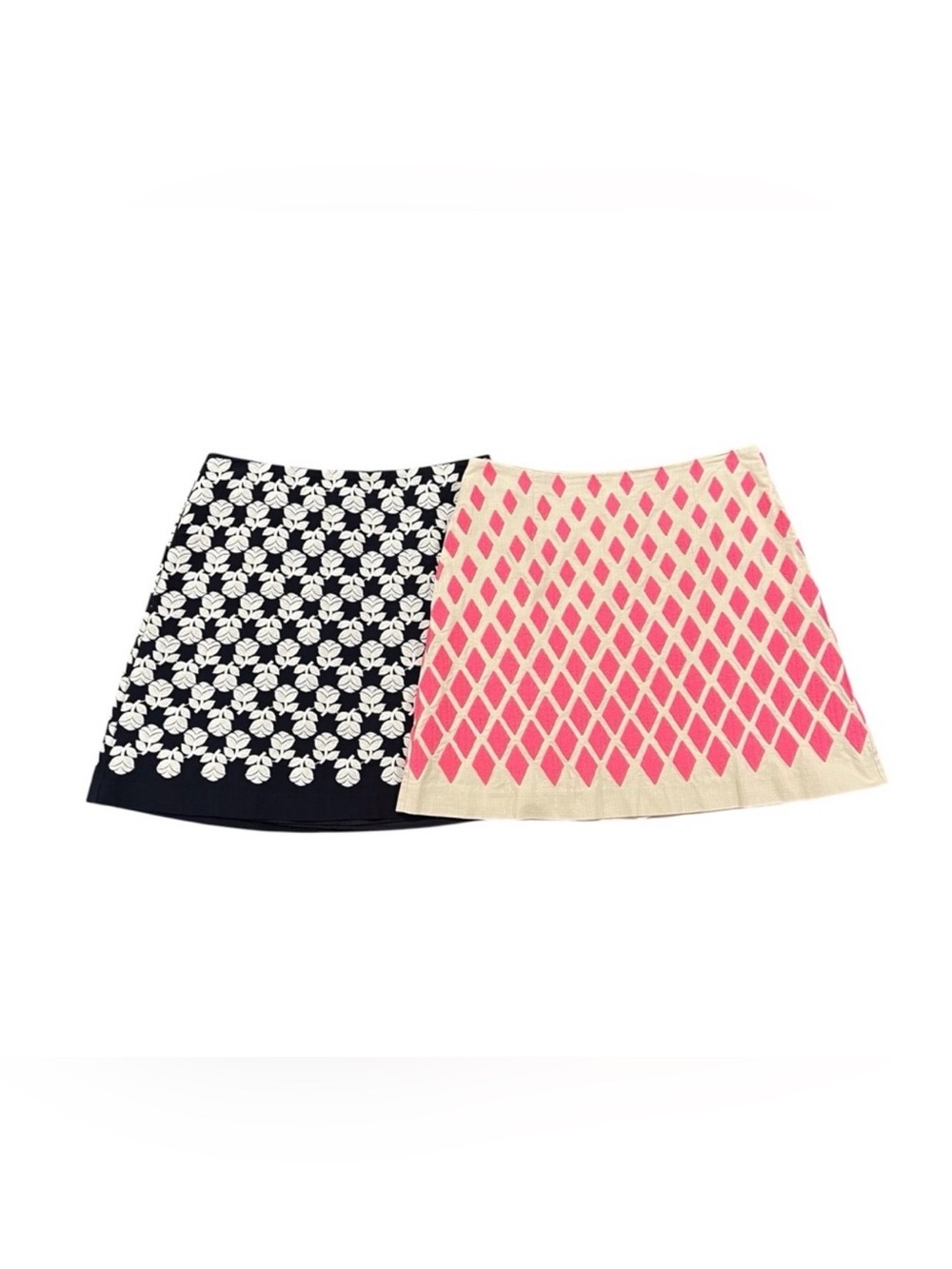 Lot of 2 Boden Embroidered Pencil Skirts Navy Floral Pink Diamond 6P Petite